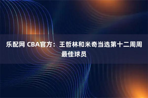 乐配网 CBA官方：王哲林和米奇当选第十二周周最佳球员